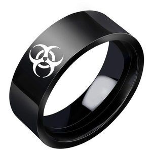 Stainless Steel Biohazard Ring, NWT